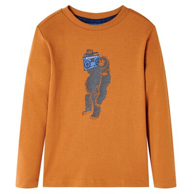 T-shirt enfants à manches longues ocre foncé 128