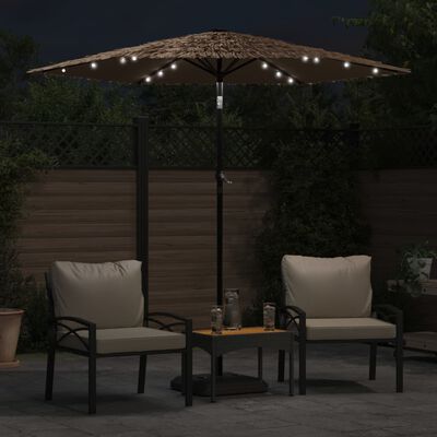 vidaXL Parasol de jardin avec LED et mât en acier marron 223x223x213cm