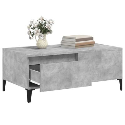 vidaXL Table basse Gris béton 90x50x36,5 cm Bois d'ingénierie