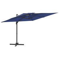 vidaXL Parasol cantilever à double toit Bleu azuré 300x300 cm