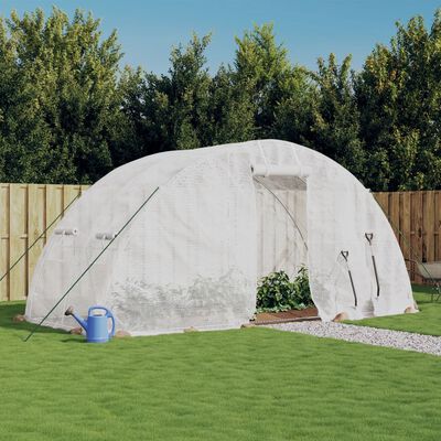 vidaXL Serre avec cadre en acier blanc 10 m² 5x2x2,3 m