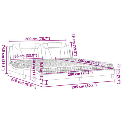 vidaXL Lit avec matelas marron 200x200 cm similicuir