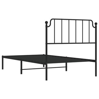 vidaXL Cadre de lit métal sans matelas avec tête de lit noir 100x190cm