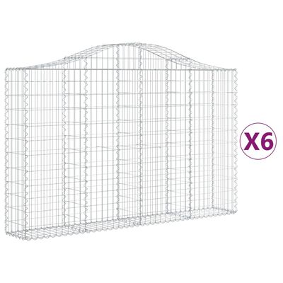 vidaXL Paniers à gabions arqués 6 pcs 200x30x120/140 cm Fer galvanisé