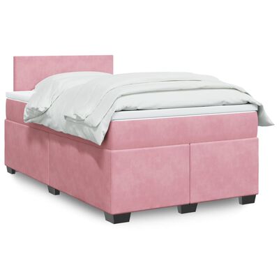 vidaXL Sommier à lattes de lit avec matelas Rose 120x200 cm Velours