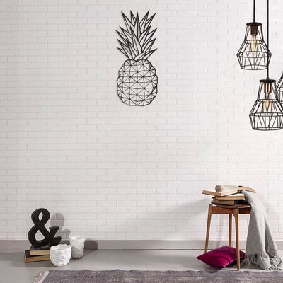 Homemania Décoration murale Ananas 22x55 cm Acier Noir