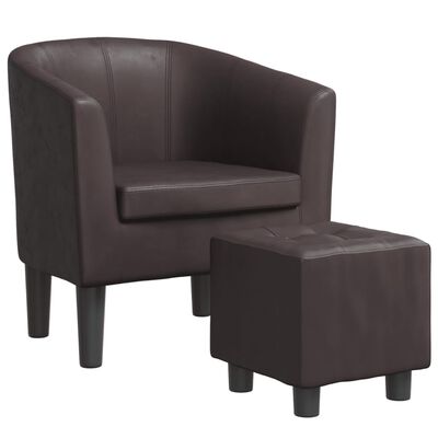 vidaXL Fauteuil avec repose-pied marron similicuir