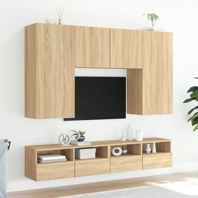 vidaXL Meubles TV muraux 2 pcs chêne sonoma 80x30x30cm bois ingénierie