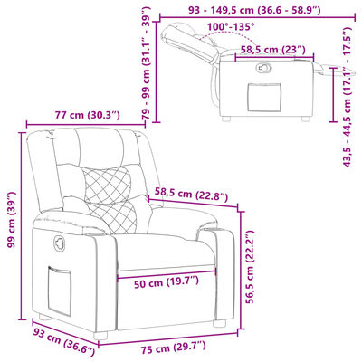 vidaXL Fauteuil inclinable Noir Similicuir