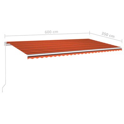 vidaXL Auvent manuel rétractable avec LED 600x350 cm Orange et marron