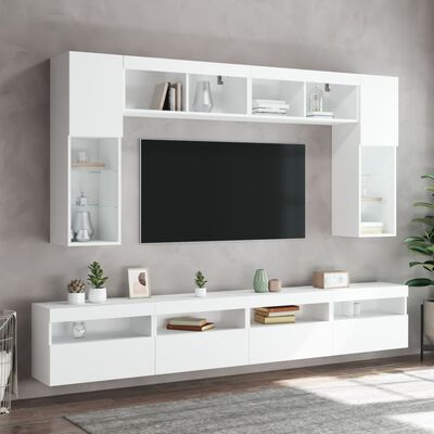 vidaXL Meubles TV muraux avec lumières LED 2 pcs blanc 60x30x40 cm