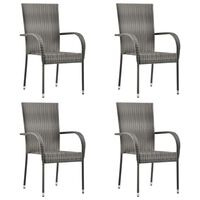 vidaXL Chaises empilables d'extérieur 4 pcs Gris Résine tressée