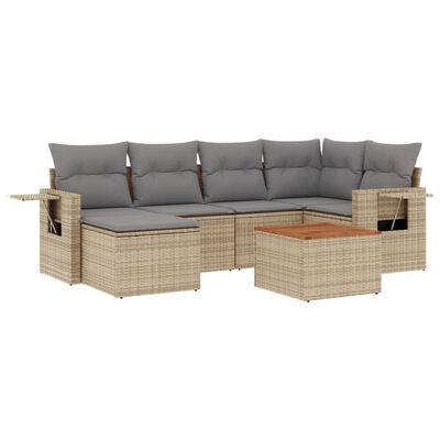 vidaXL Salon de jardin avec coussins 7pcs mélange beige résine tressée