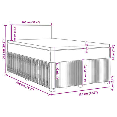 vidaXL Sommier à lattes de lit avec matelas Noir 120x200 cm Tissu