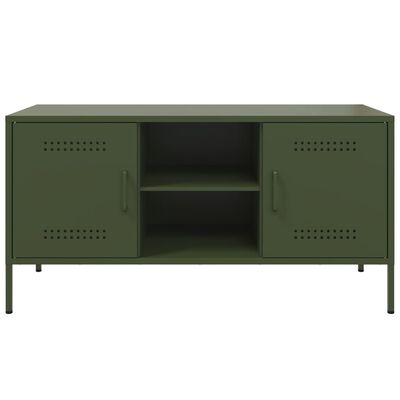 vidaXL Meuble TV vert olive 100,5x39x50,5 cm acier