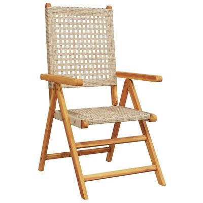 vidaXL Chaises de jardin lot de 2 beige bois massif d'acacia et rotin