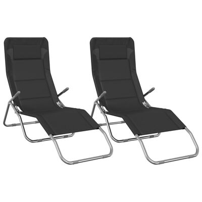 vidaXL Chaises longues pliables lot de 2 noir textilène et acier