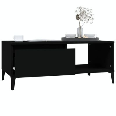 vidaXL Table basse Noir 90x50x36,5 cm Bois d'ingénierie