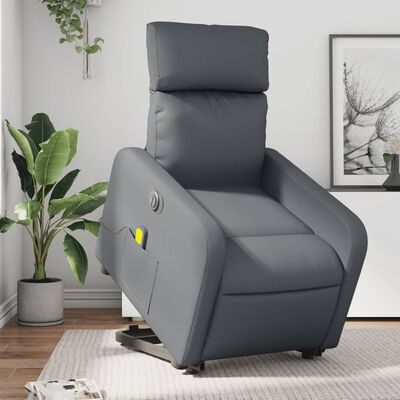 vidaXL Fauteuil inclinable de massage électrique gris similicuir