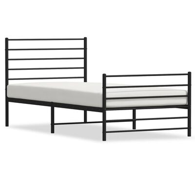 vidaXL Cadre de lit métal sans matelas avec pied de lit noir 90x200 cm