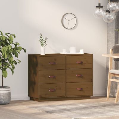 vidaXL Buffet Marron miel 100x40x75 cm Bois massif de pin