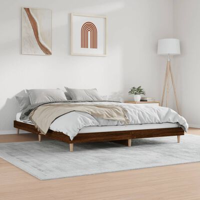 vidaXL Cadre de lit chêne marron 200x200 cm bois d'ingénierie