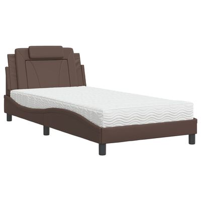 vidaXL Lit avec matelas marron 100x200 cm similicuir