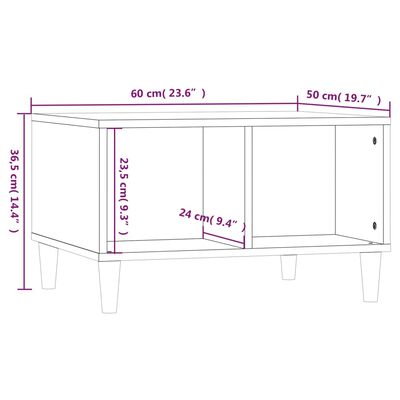 vidaXL Table basse Chêne marron 60x50x36,5 cm Bois d'ingénierie