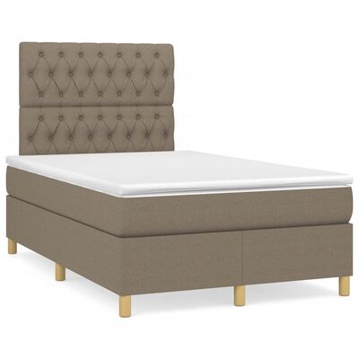 vidaXL Sommier à lattes de lit matelas et LED taupe 120x190 cm tissu