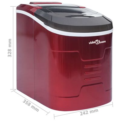 vidaXL Appareil à glaçons Rouge 2,4 L 15 kg / 24 h