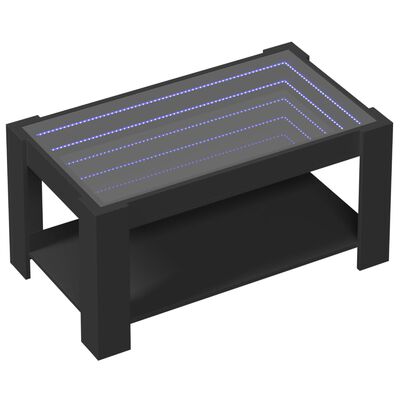 vidaXL Table basse avec LED noir 93x53x45 cm bois d'ingénierie