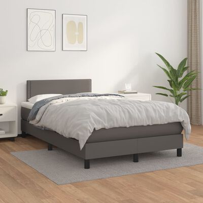 vidaXL Sommier à lattes de lit avec matelas Gris 120x200 cm Similicuir