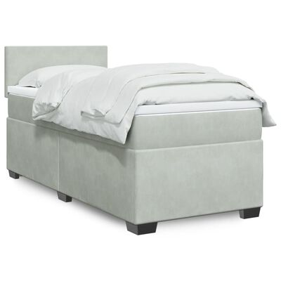 vidaXL Sommier à lattes de lit et matelas Gris clair 90x200 cm Velours