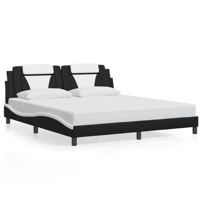 vidaXL Cadre de lit avec LED sans matelas noir et blanc 180x200 cm