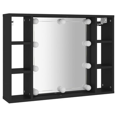 vidaXL Armoire à miroir avec LED noir 76x15x55 cm