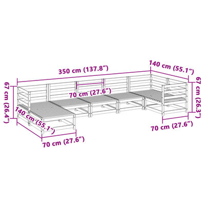 vidaXL Salon de jardin 7 pcs bois de pin massif