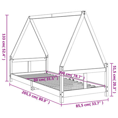 vidaXL Cadre de lit pour enfants blanc 80x200 cm bois de pin massif