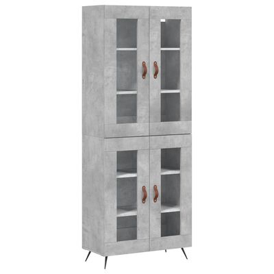 vidaXL Buffet haut Gris béton 69,5x34x180 cm Bois d'ingénierie