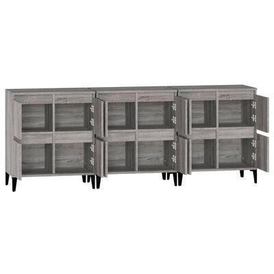 vidaXL Buffets 3 pcs sonoma gris 60x35x70 cm bois d'ingénierie