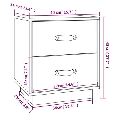 vidaXL Table de chevet Noir 40x34x45 cm Bois de pin massif