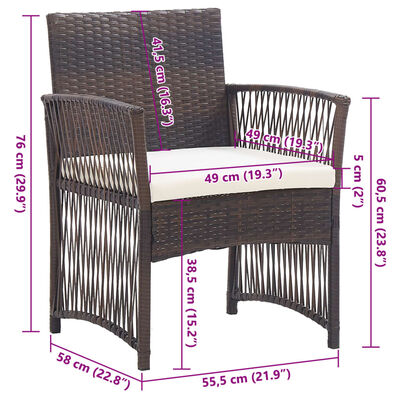 vidaXL Fauteuils de jardin et coussins lot de 2 Marron Résine tressée