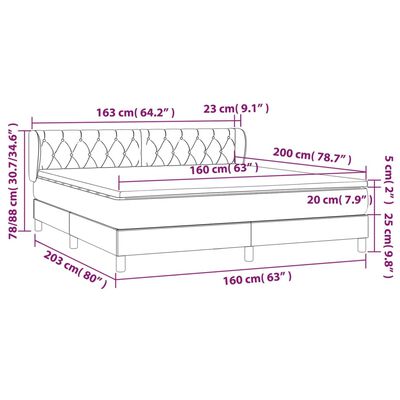 vidaXL Sommier à lattes de lit avec matelas Gris clair 160x200cm Tissu