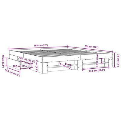 vidaXL Cadre de lit sans matelas chêne sonoma 180x200 cm