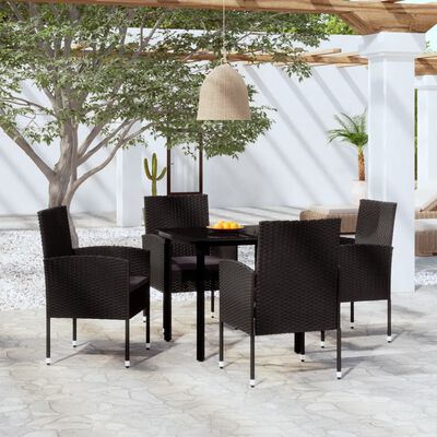 vidaXL Ensemble à manger de jardin 5 pcs Noir