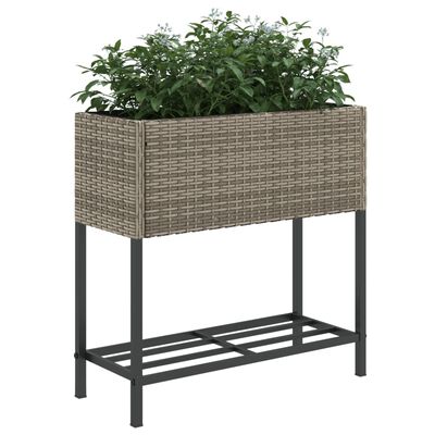 vidaXL Jardinière avec étagère gris résine tressée