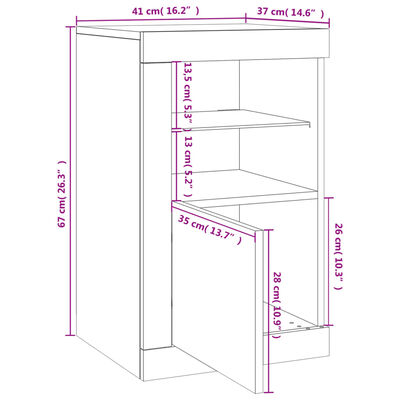 vidaXL Armoire latérale avec lumières LED chêne fumé bois d'ingénierie