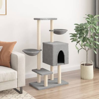 vidaXL Arbre à chat avec griffoirs en sisal gris clair 117 cm