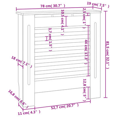 vidaXL Cache-radiateur MDF Gris 78 cm