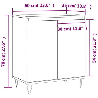 vidaXL Buffet Blanc brillant 60x35x70 cm Bois d'ingénierie