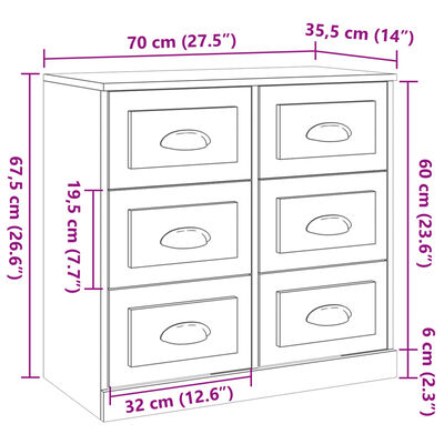 vidaXL Buffets 3 pcs gris béton bois d'ingénierie